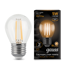 Лампа Gauss LED Filament Globe E27 5W 2700K 420Лм