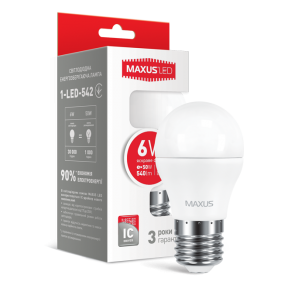 LED лампа MAXUS G45 6W яскраве світло E27 (1-LED-542) 540Lm