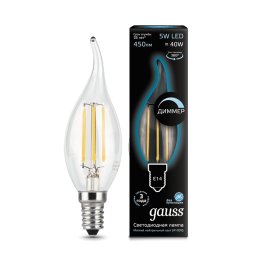 Лампа Gauss LED Filament Candle tailed dimmable E14 5W 4100K