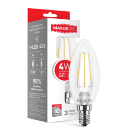 LED лампа Maxus (filament) C37 4W яскраве світло E14 (1-LED-538-01)