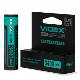 Акумулятор Videx літій-іонний 18650-P(захист) 3400mAh color box/1шт