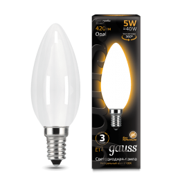 Лампа Gauss LED Filament Candle OPAL E14 5W 2700К 420Лм